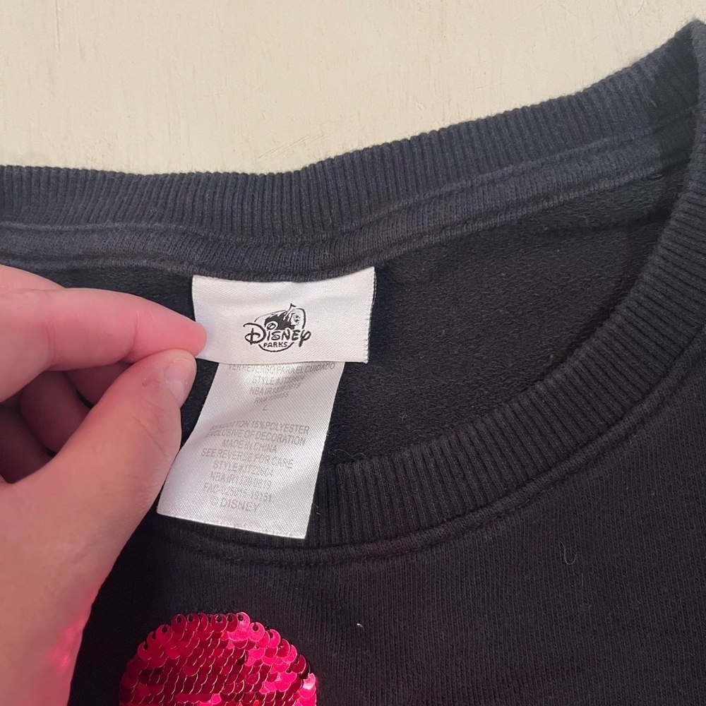 Walt Disney World Women’s Black Sweatshirt with Pink Sequin Mickey - Picture 4 of 6